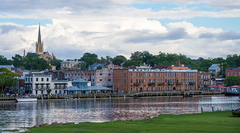 A view of Wilmington, NC, from the banks of the Fear River