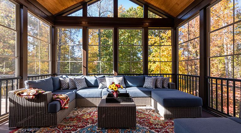 A Florida room with windows all around