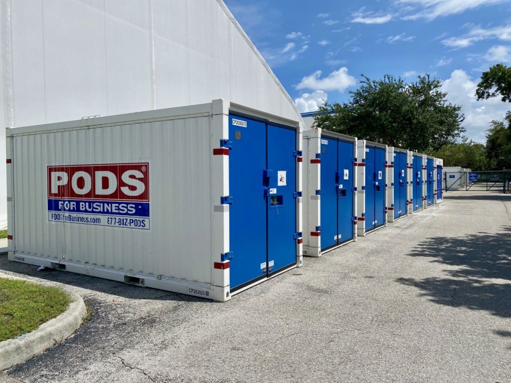 PODS containers being used on-site at a training bubble for the WNBA