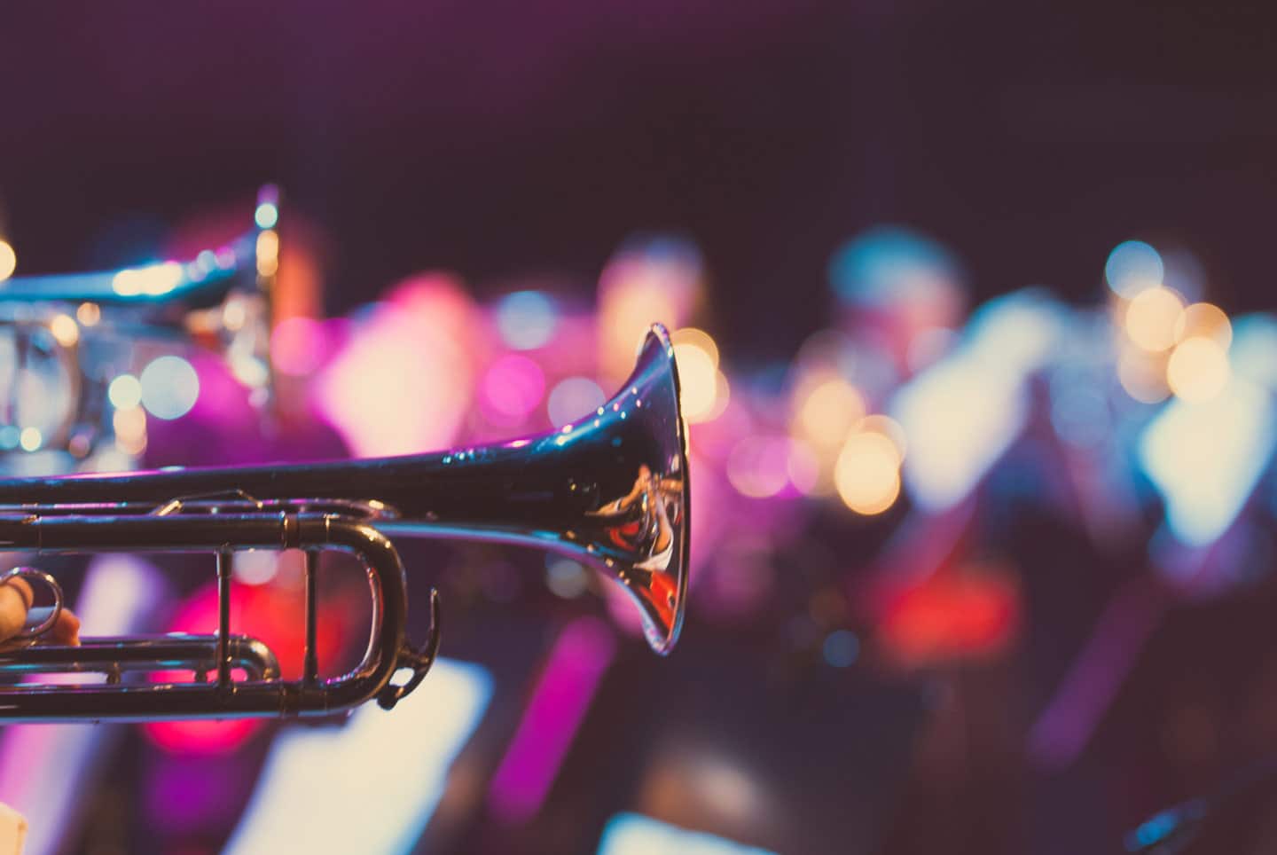 Trumpets being played at a school concert