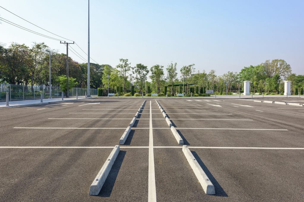 An empty shopping mall parking lot