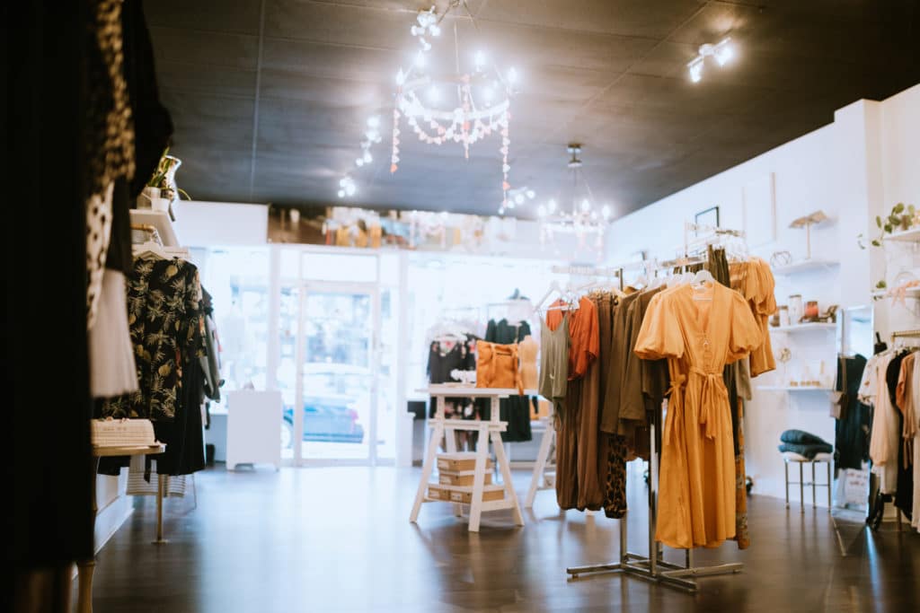 The inside of a clothing boutique store