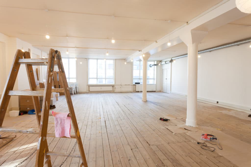 Empty office space in the midst of a remodel