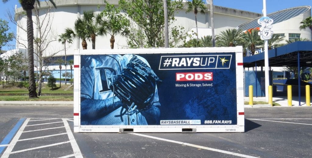 PODS container being used for a Tampa Bay Rays event