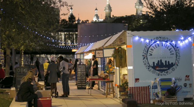 PODS containers being used as pop-up shops at a Tampa winter market