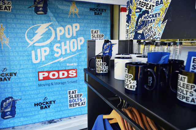 Inside a pop-up retail shop by the Tampa Bay Lightning