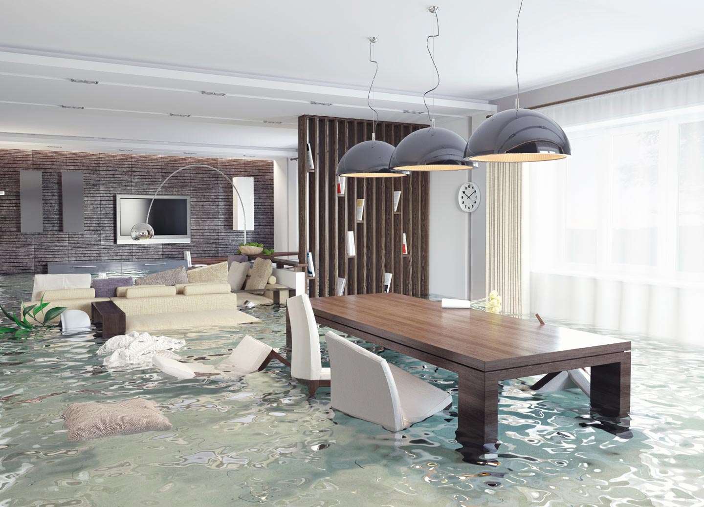 flooded living room 