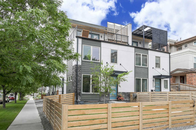 A modern duplex in City Park, one of the best family neighborhoods in Denver, Colorado.