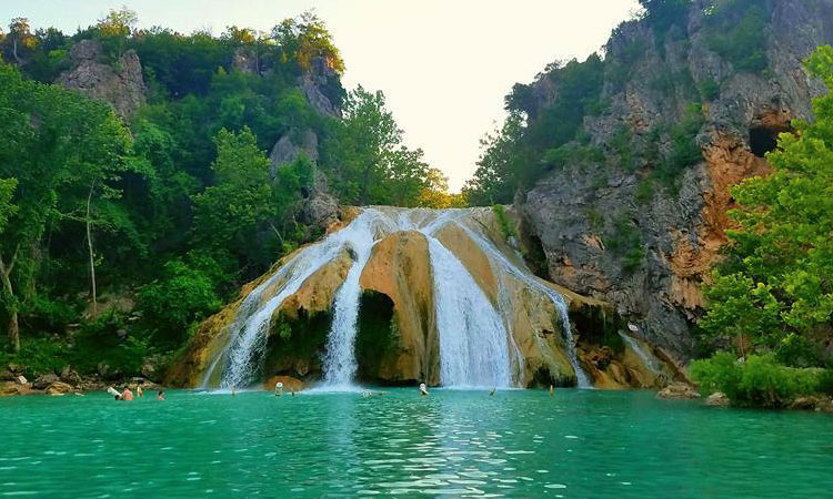 A late afternoon view of Turner Falls in Davis, Oklahoma.