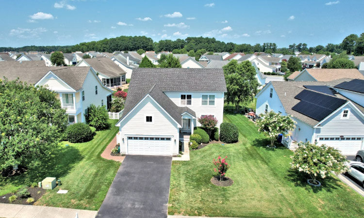 Aerial view of a neighborhood in Selbyville, Delaware.