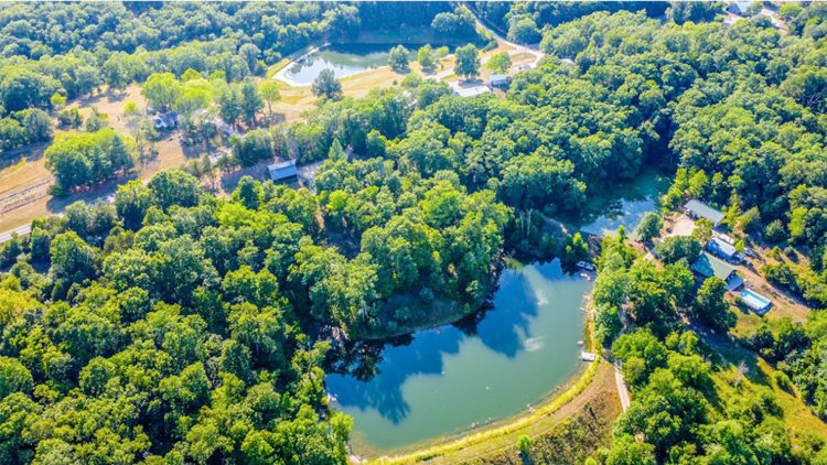 Aerial view of a rural part of Fulton, Missouri.