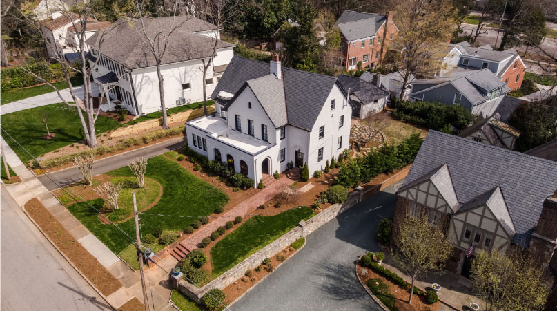 A bird’s-eye view of some of the beautiful properties in Hayes Barton, a well-established section of the Five Points area of Raleigh, NC.