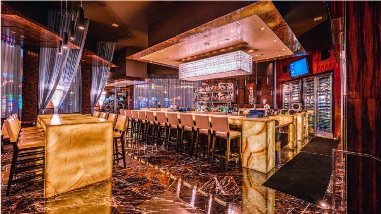 The elegant and upscale bar at Frank’s Fine Steaks & Martinis in Henderson, Nevada. 