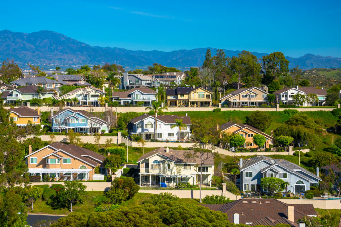 Large single-family homes in Irvine, California, a Los Angeles suburb located in Orange County.