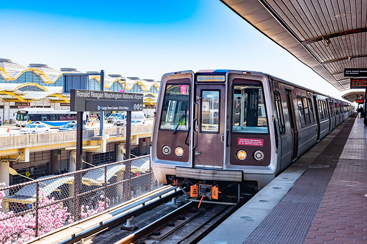 a view of a metro train in Arlington, Virginia