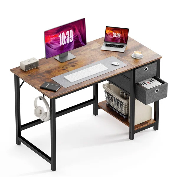 A writing desk with drawers and shelves to hold items