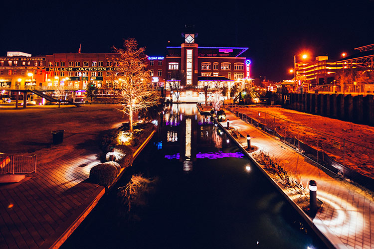 Downtown Oklahoma City at night. 