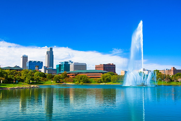 The Omaha skyline during the day 