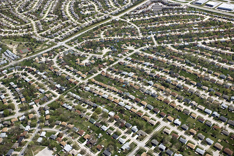 Omaha suburbs seen from above