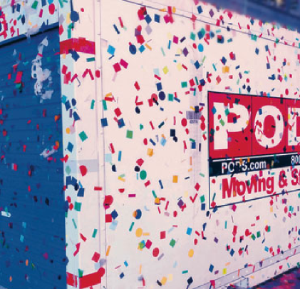 PODS for Business Secure Storage Container Covered in Confetti New YEars