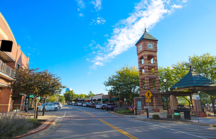 The clock tower of Overland Park, Kansas