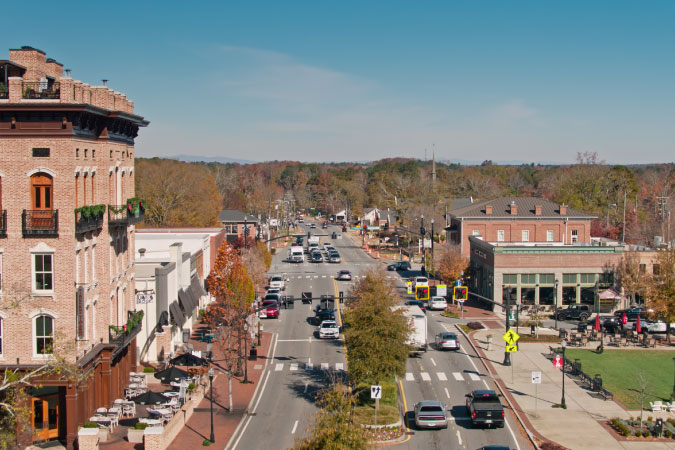 View of Alpharetta, Georgia, on a sunny autumn day