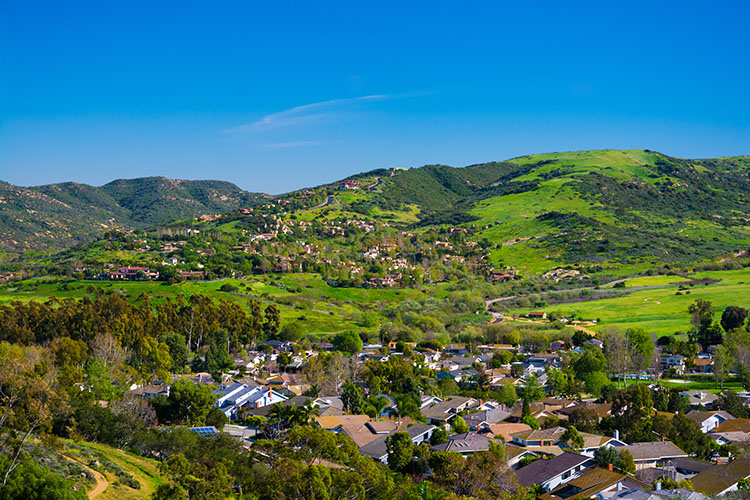 Rolling green hills in Irvine, California
