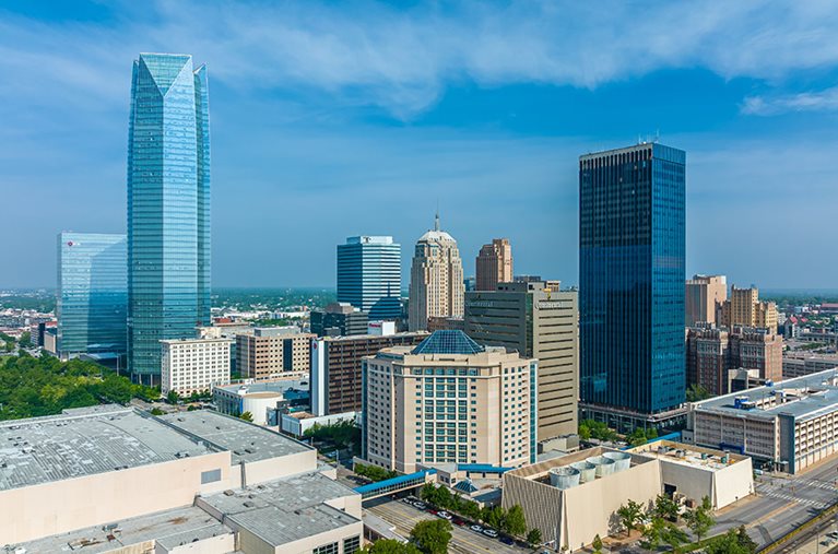 The skyline of Oklahoma City during the day