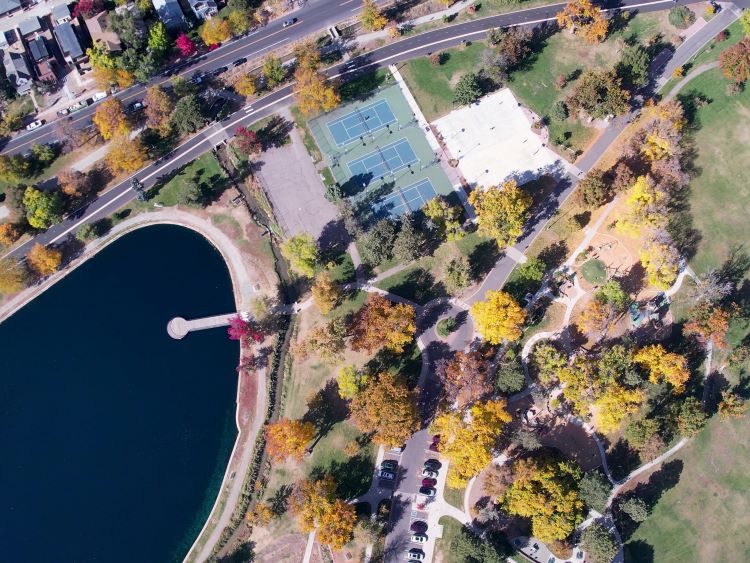 A birds-eye view of Washington Park in Denver