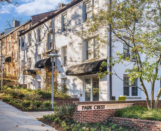 A row of apartments in the Glover Park neighborhood of Washington, D.C.