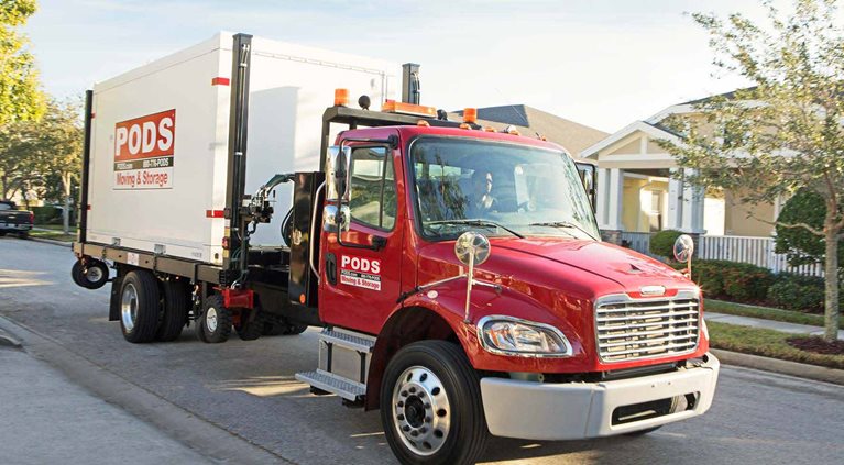 PODS moving and storage service truck