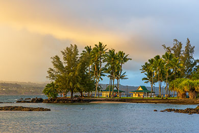 An overhead shot of downtown Honolulu from the beach