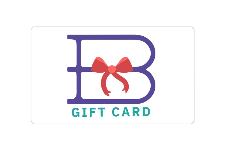 Image of a Bookshop.org gift card featuring a large purple “B” tied with a pink bow and the word “GIFT CARD” beneath it.