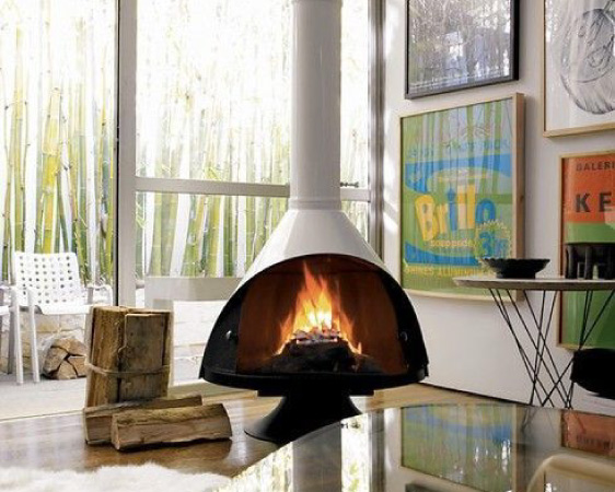 Free-standing fireplaces not only look cool, but they can come in gas, electric, or wood-burning versions, depending on what suits your home’s needs.