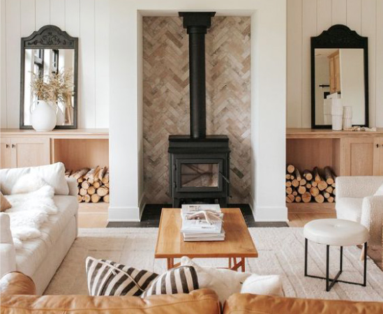 If you want to bring a dose of hygge into your home, try out a Scandinavian fireplace, which often comes with convenient built-in wood storage, so you don’t have to travel far to put another log on the fire.