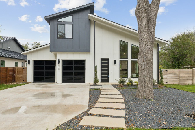 A modern, asymmetrical house in Austin’s Allandale neighborhood