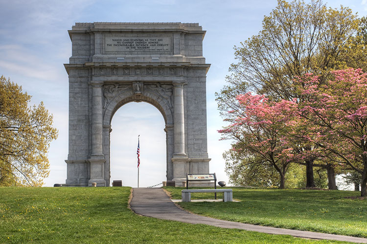  The National Memorial Arch dedicated to George Washington and the United States Continental Army in Valley Forge National Park. 