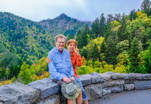 A retired couple hiking in the Smokies