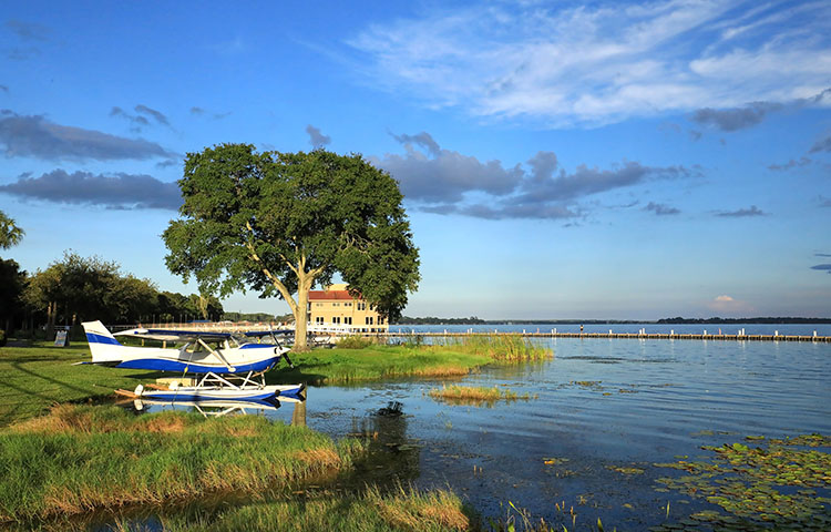  A seaplane sits on a bog in Tavares, Florida