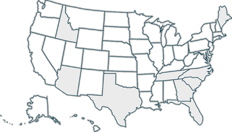 An animated map of the United States, pinpointed with the top moving destinations of 2023