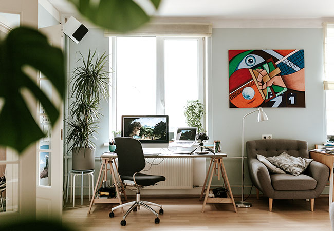 A home office set up for working from home