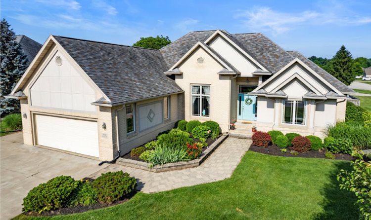 A new construction, one-story home in Yorktown, Indiana.