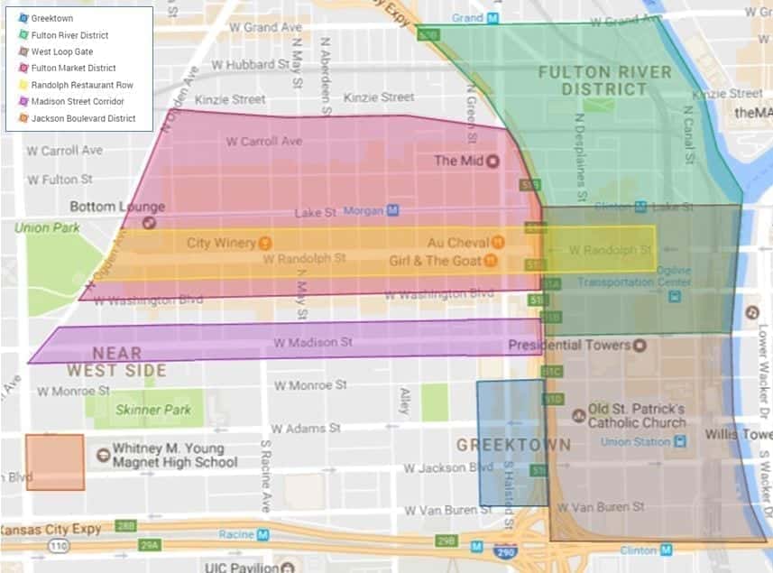 Map of West Loop neighborhoods in Chicago