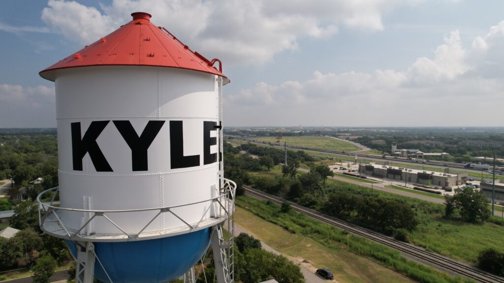 A water tower of Kyle, Texas